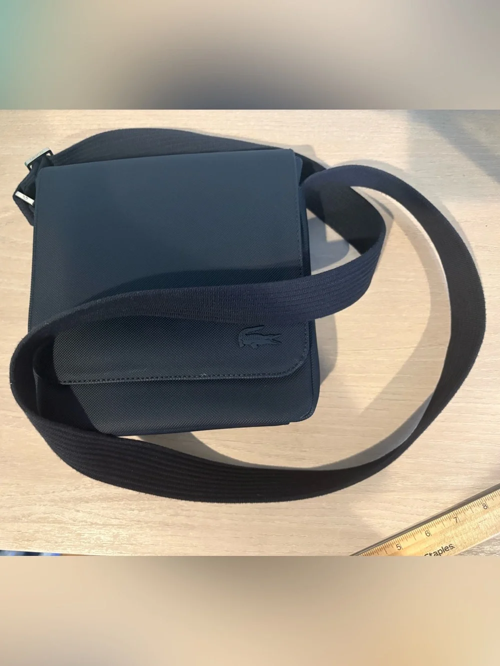 Lacoste Men's Crossbody Messenger Bag with Adjustable Strap - Blue